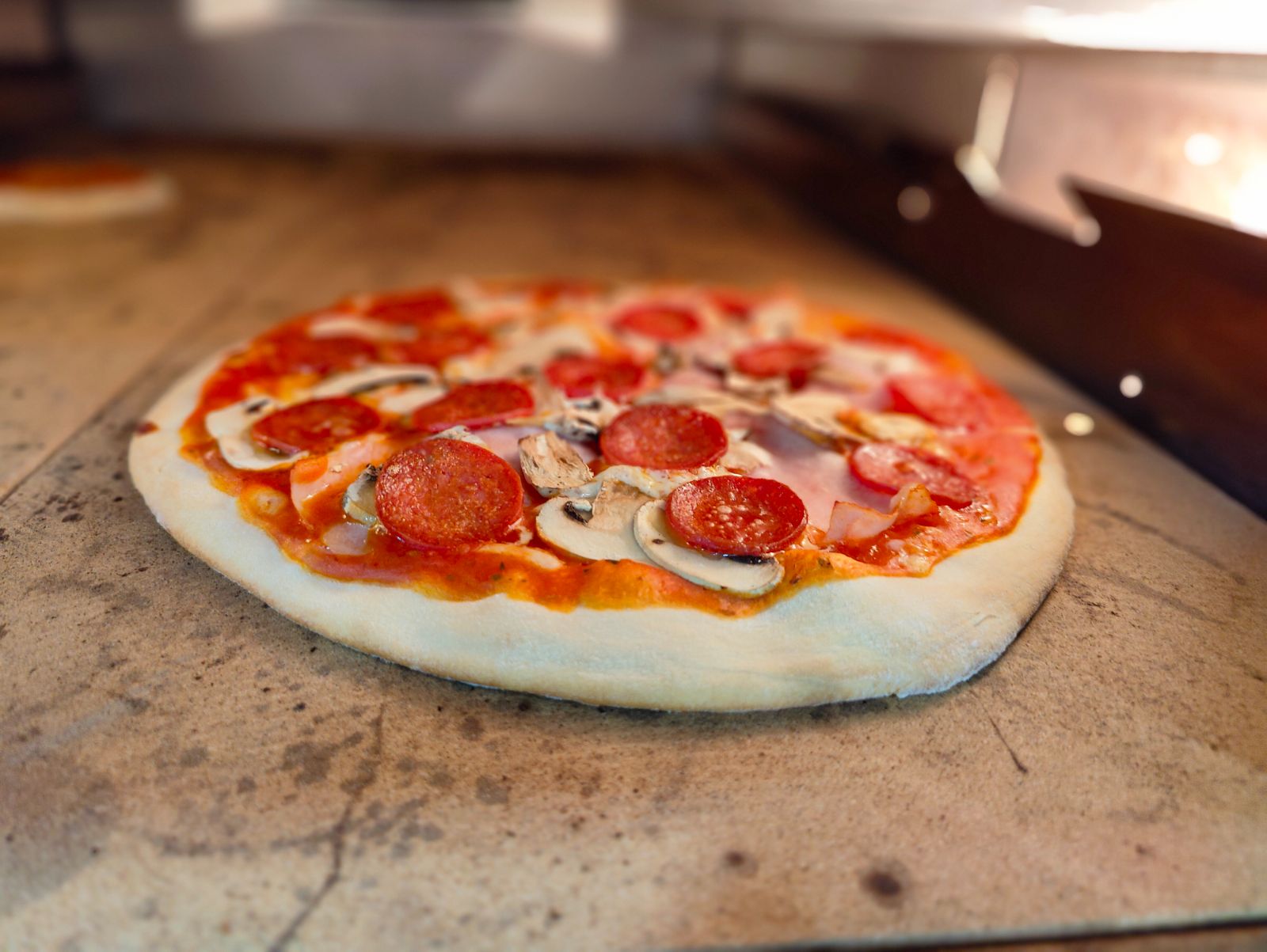 Pizzas in the oven