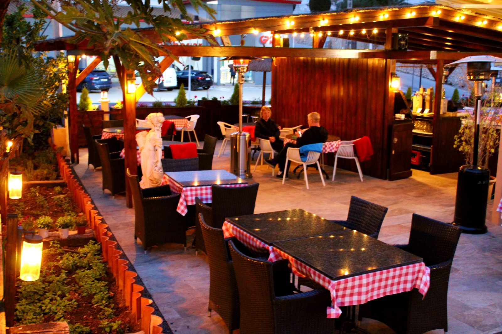 The terrace at dusk